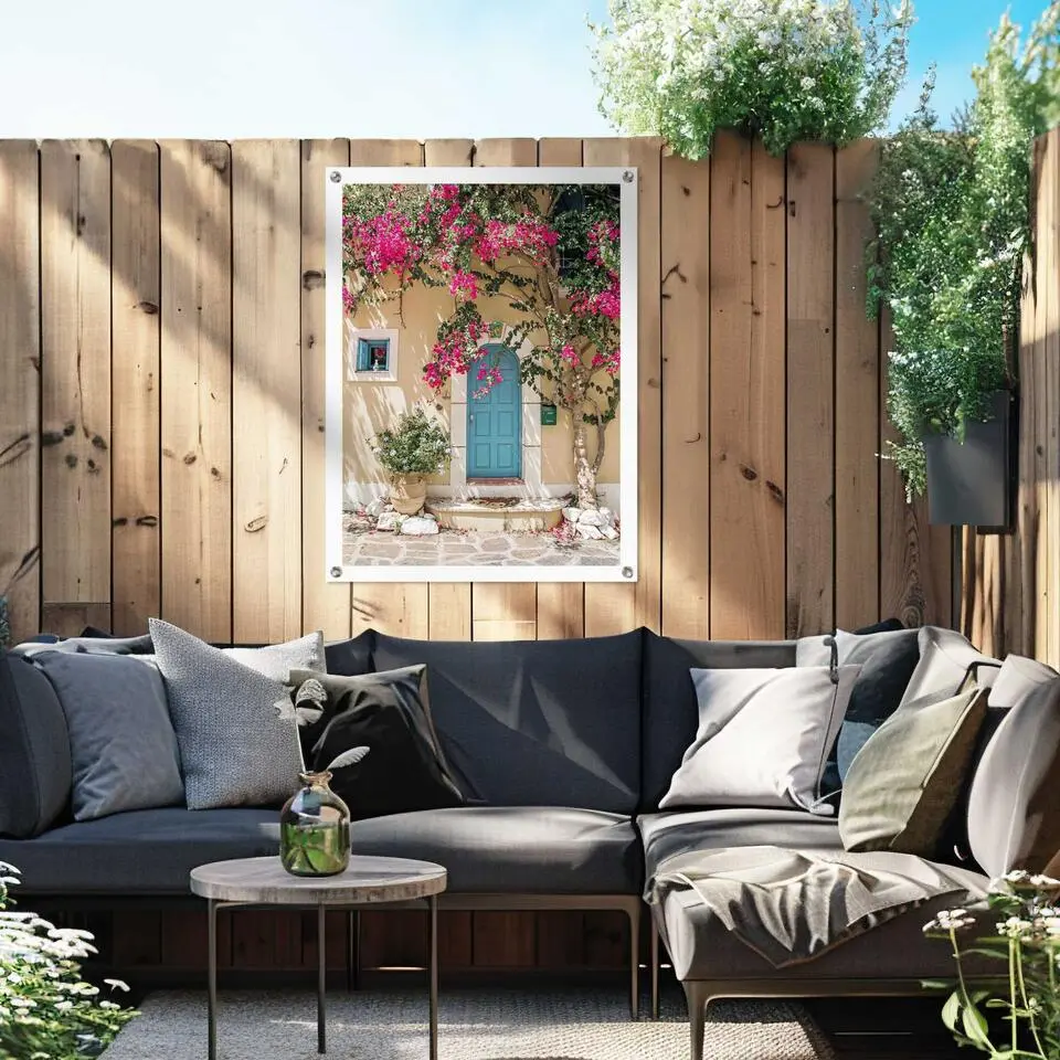 Tuinposter Mediterranean Door - 80 x 60 - Roze