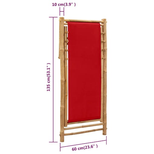 NNEVL Deck Chair Bamboo and Canvas Red
