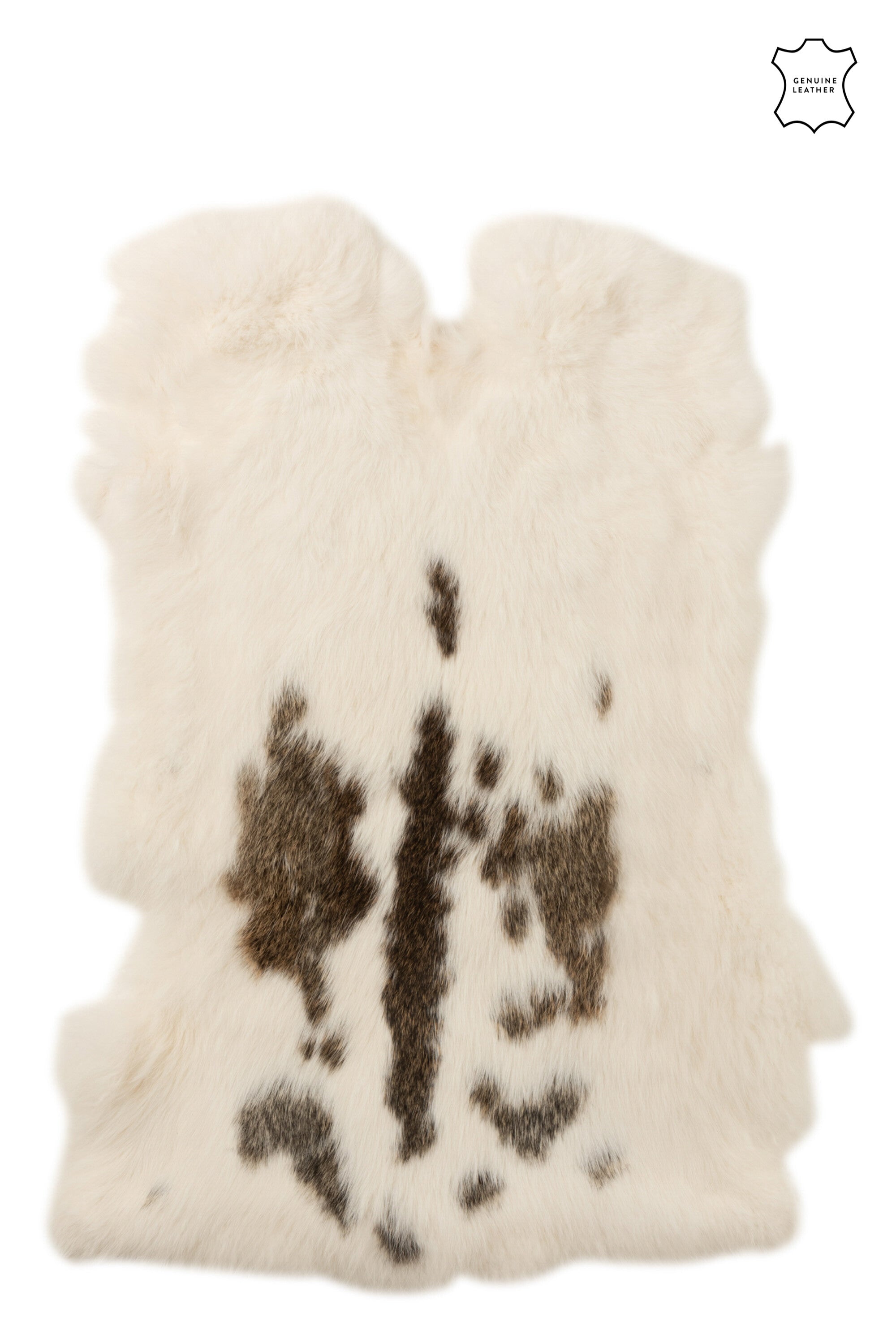 J-Line tapijt Konijnenvel Stippen - imitatiebont - wit bruin