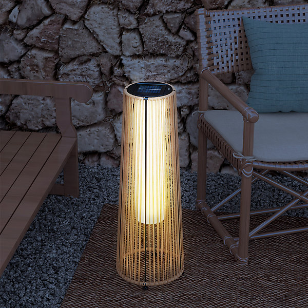 Lampadaire LED de jardin style colonial dia. 21,5 x 61H cm résine tressée filaire