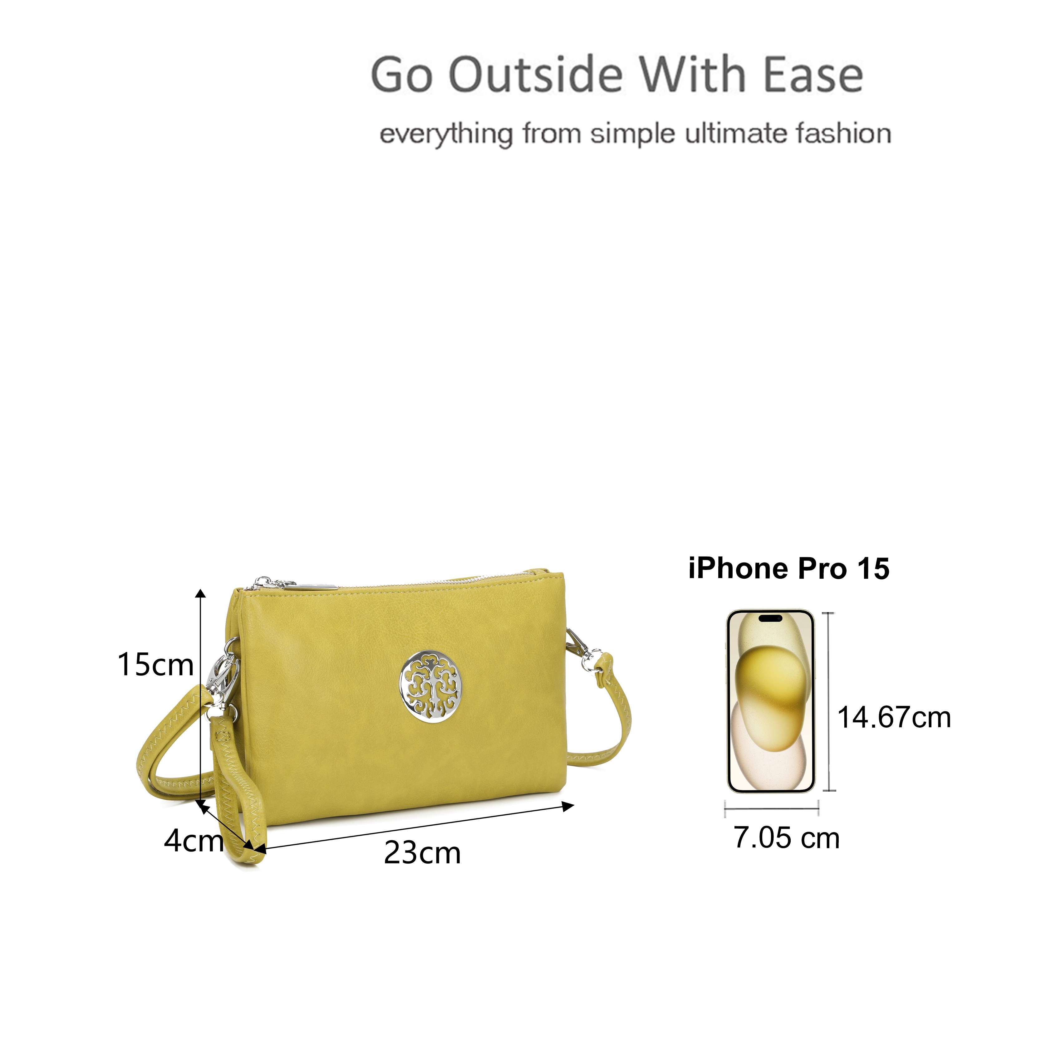 Kitise Small Double Compartment Medallion Detail Crossbody Purse Handbag