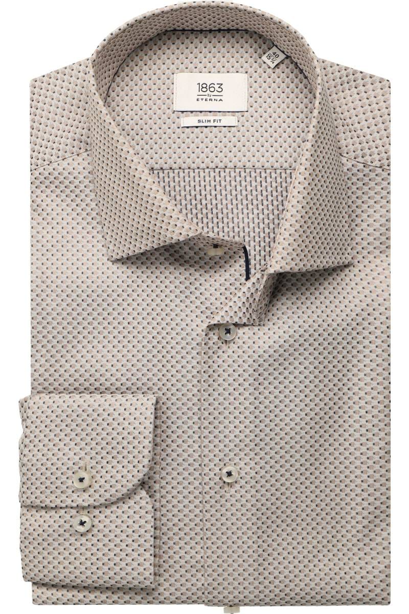 ETERNA 1863 Slim Fit Hemd braun, Strukturiert