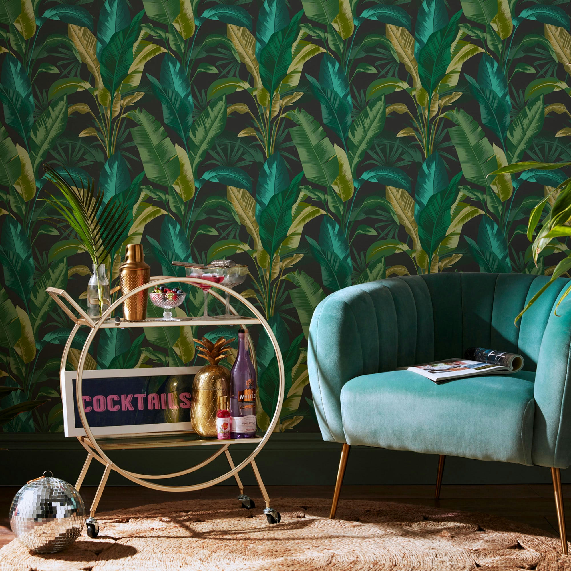 - papier peint leaf it out midnight 1005x52cm