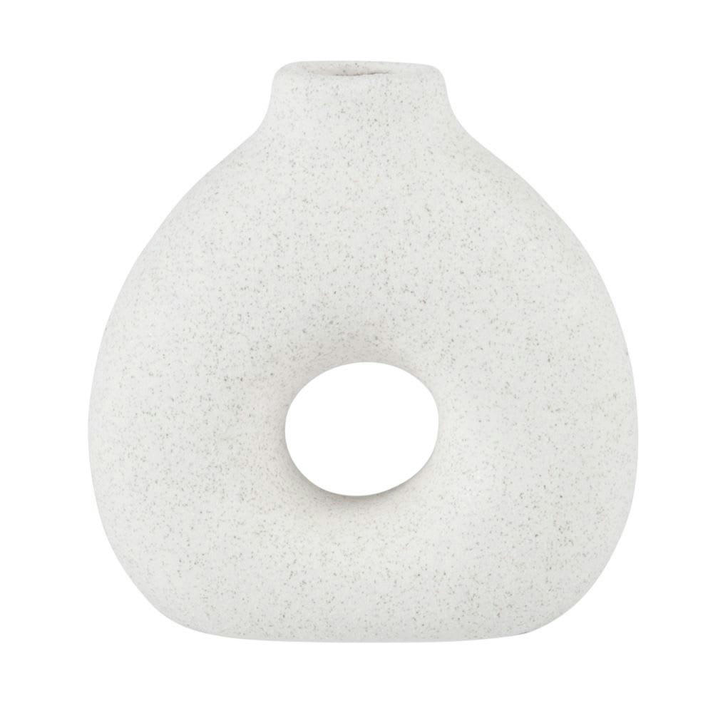 DONUT - Vase en grès blanc H14