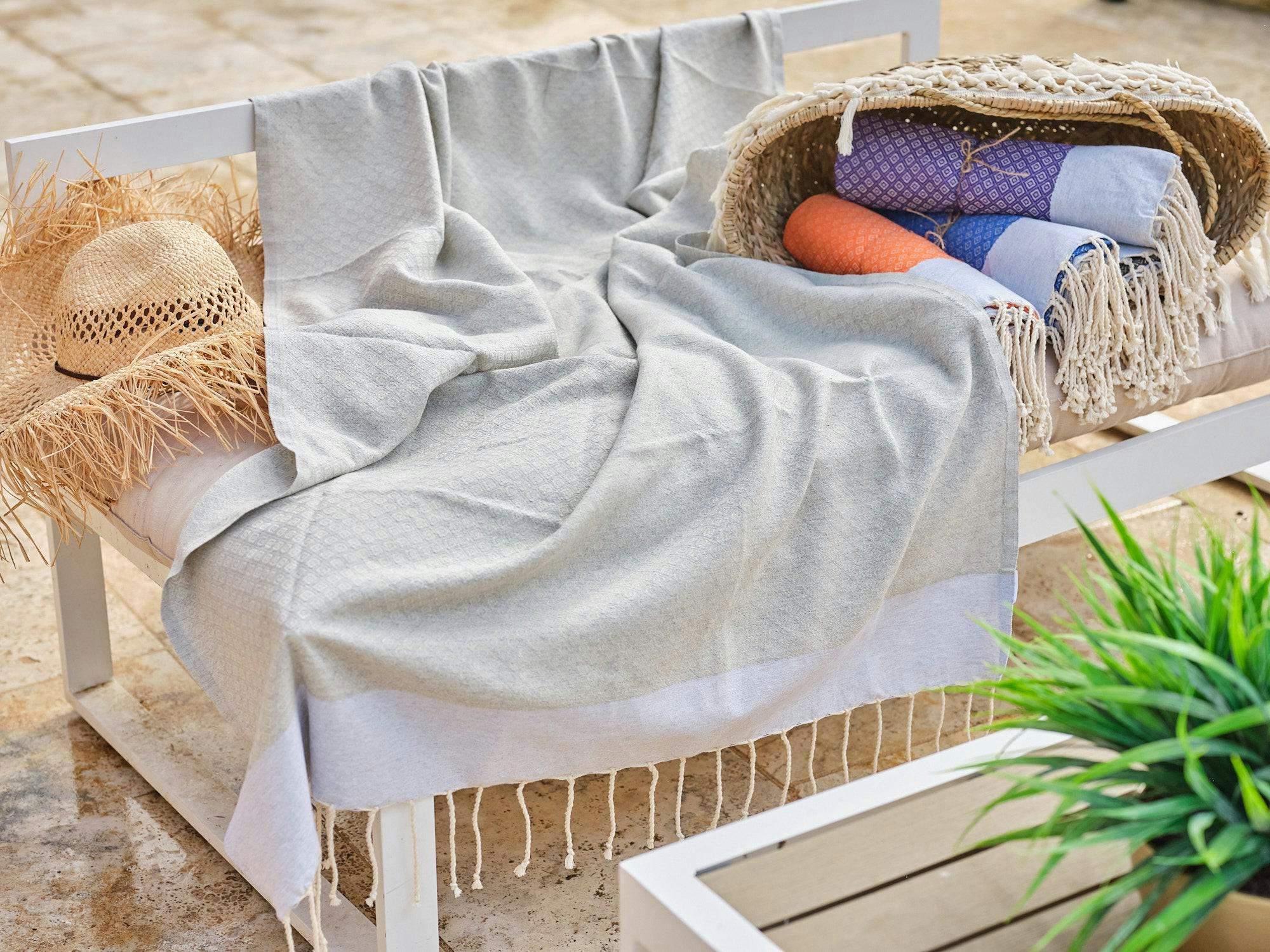 - Fouta en coton 100x200cm gris argent