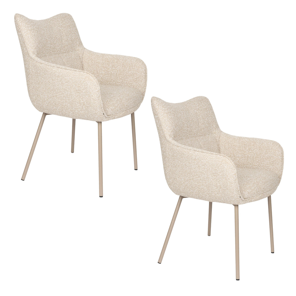 Housecraft Living Jacques Eetkamerstoelen Armleuning Beige - Set van 2