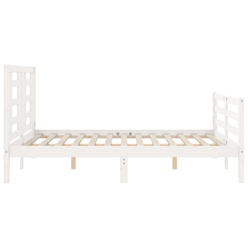 NNEVL Bed Frame with Headboard White 137x187 cm Double Solid Wood