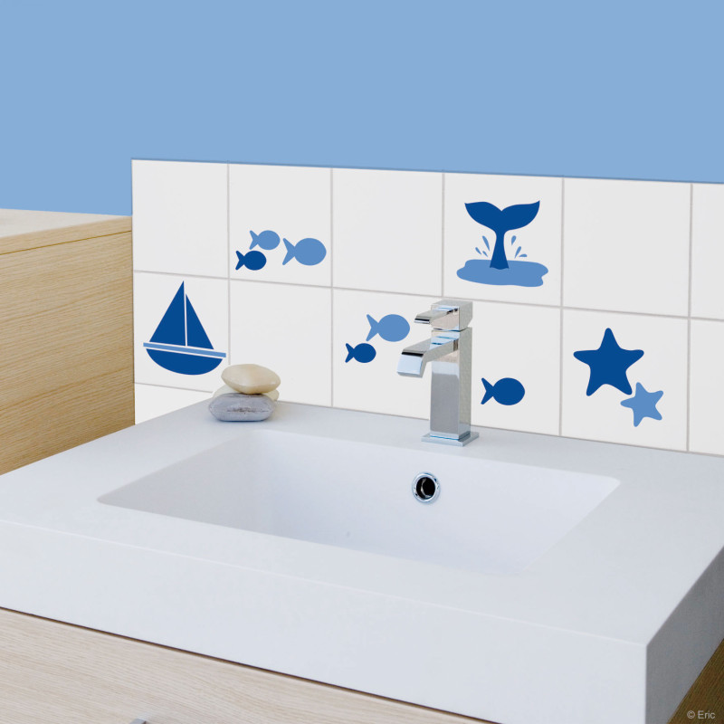 Sticker pour carrelage Mer 15 x 15 cm 4 pièces