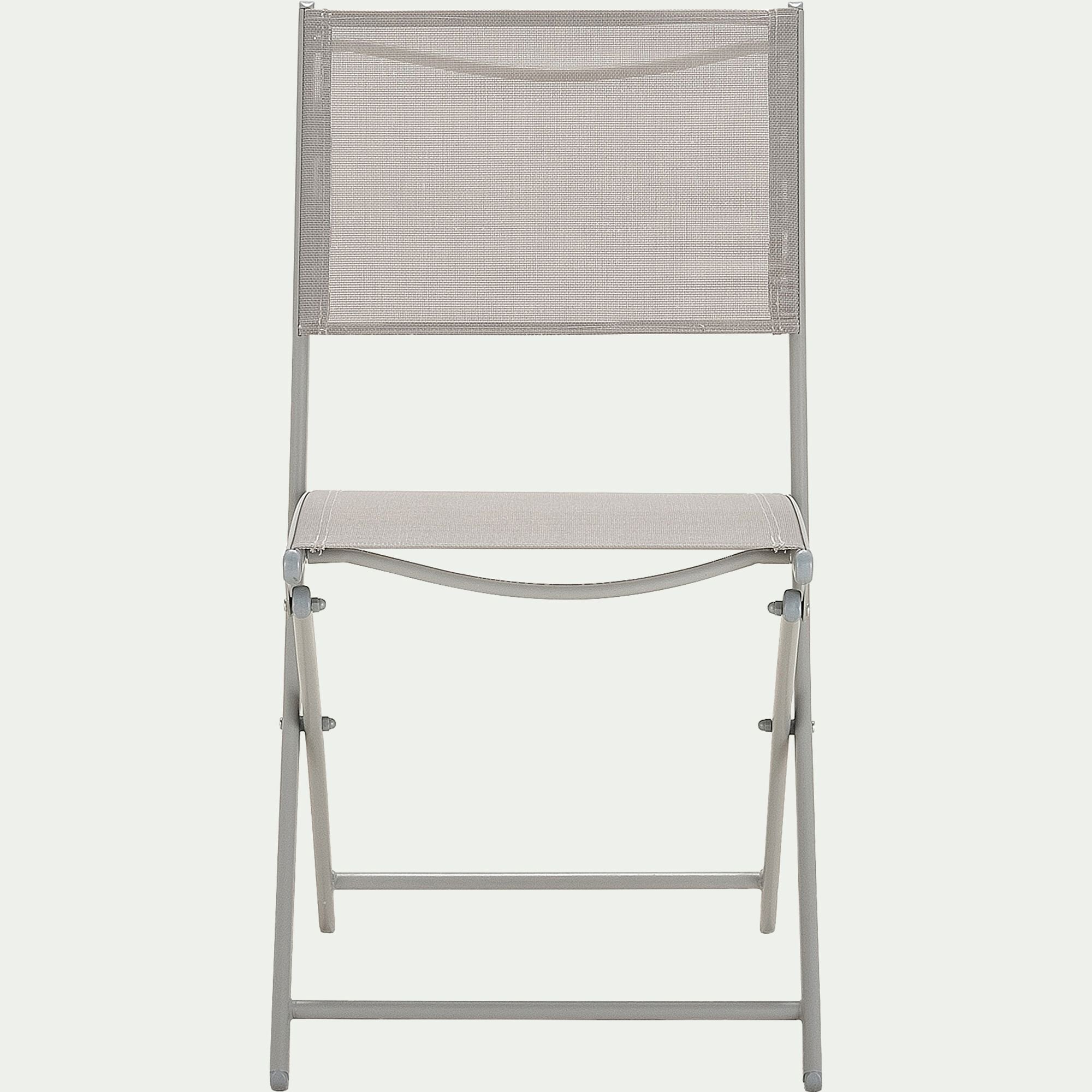 LIMONE - Chaise de jardin pliante en acier et textilène - gris vésuve