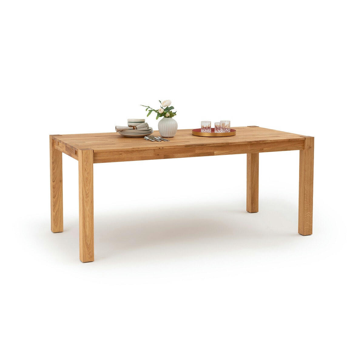 Table repas en chêne, 2 allonges, adelita