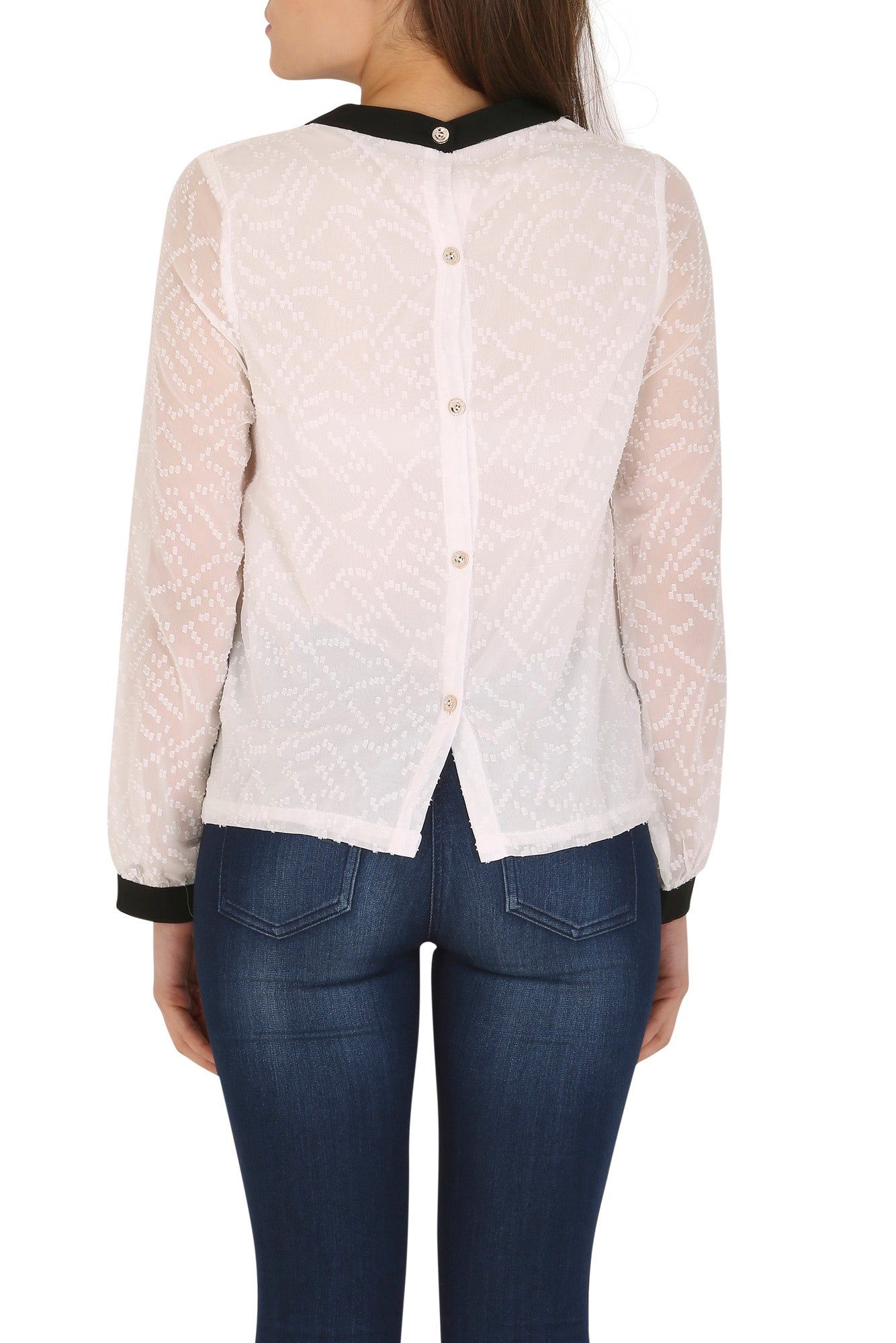 Cutie London Long Sleeve Blouse with Keyhole Neckline