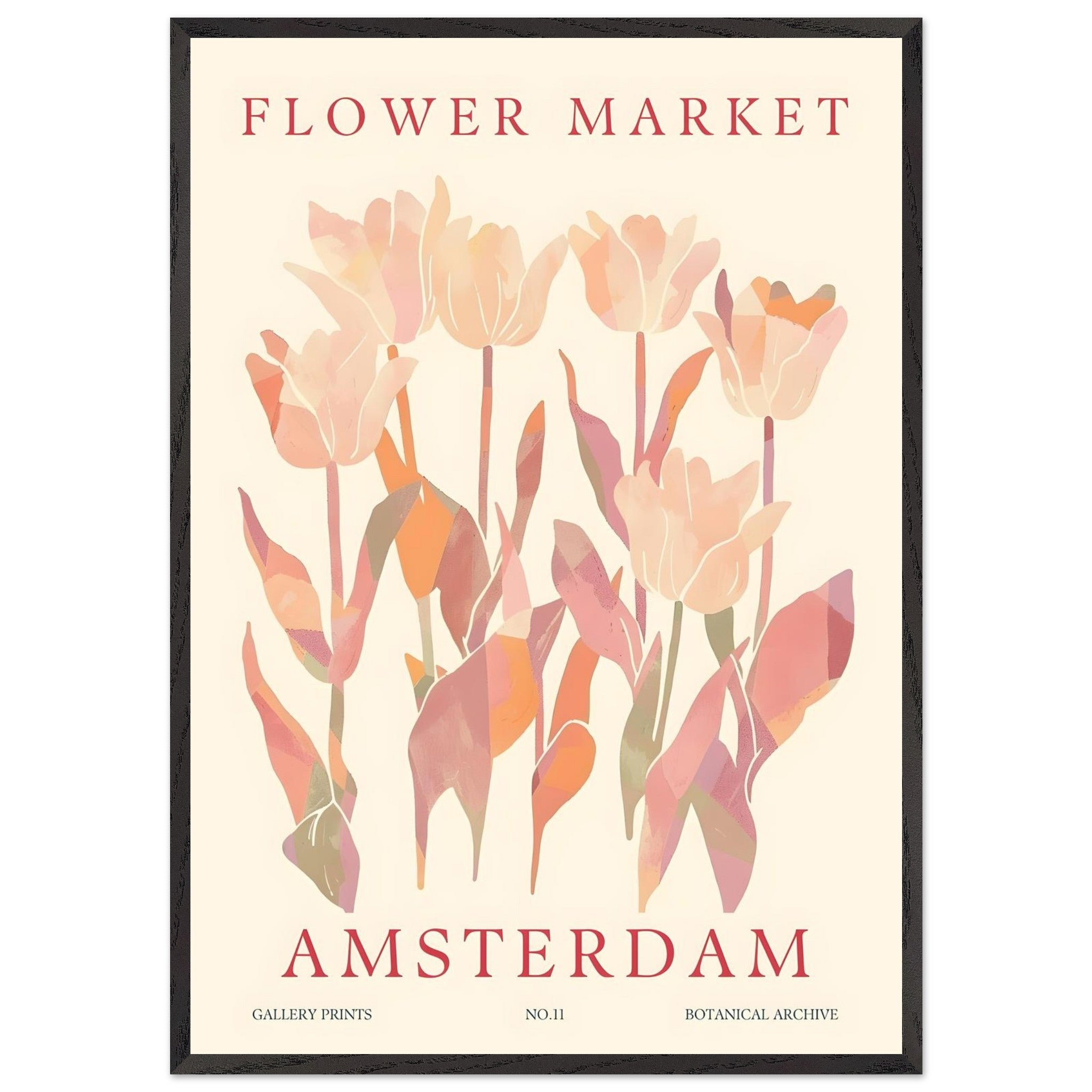 Artfulprints Poster met Lijst Flower market - Amsterdam I  - 70x100 cm - Roze