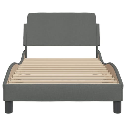 NNEVL Bed Frame with Headboard Dark Grey 90x190 cm Fabric
