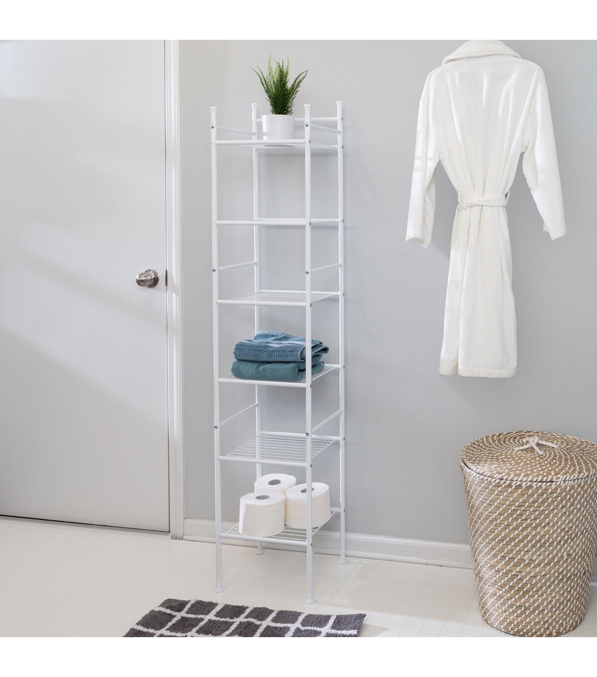 Honey Can Do 13 x 60 White 6 Tier Bath Storage Shelving Unit