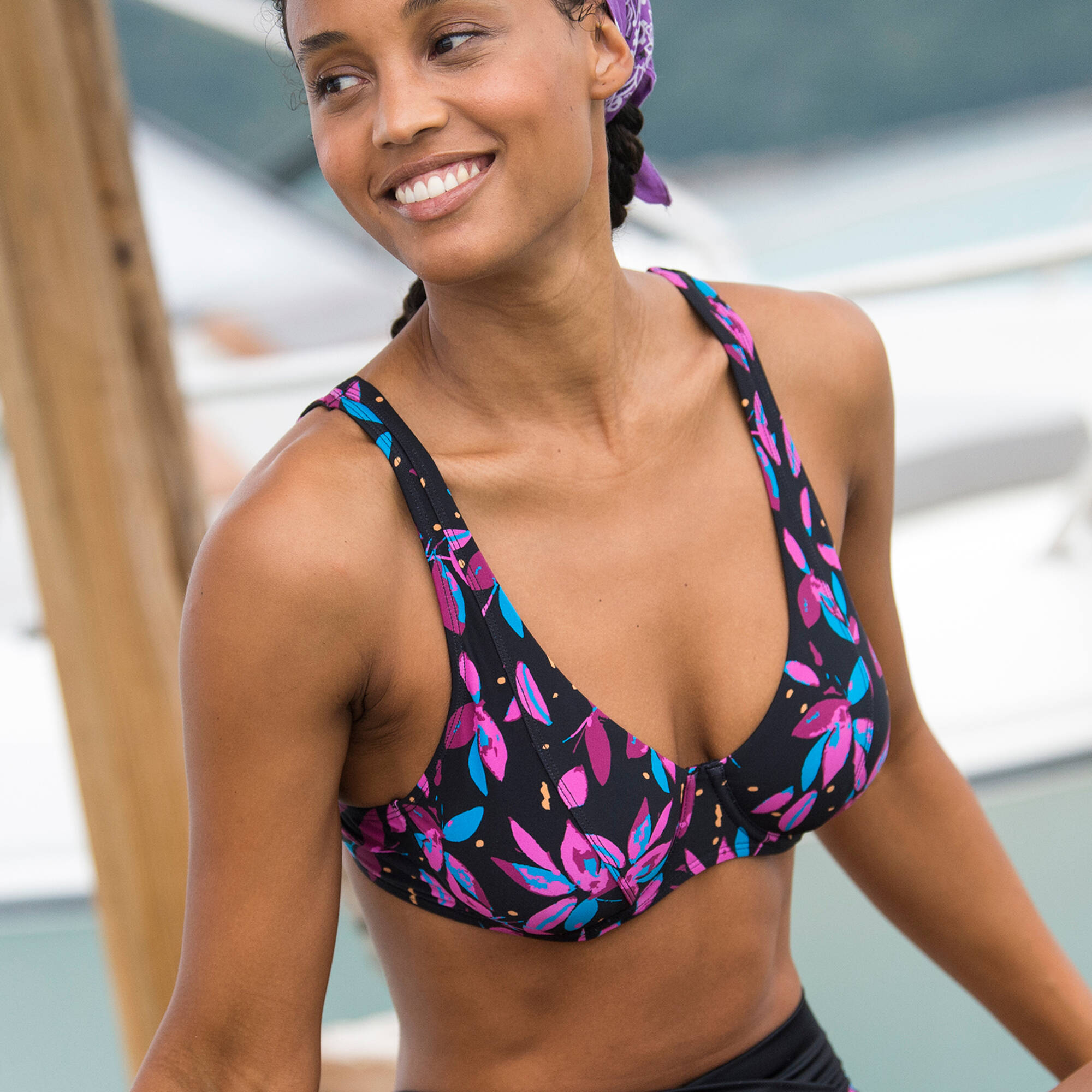 Haut de maillot de bain forme foulard imprimé Lokia - avec armatures flexibles
