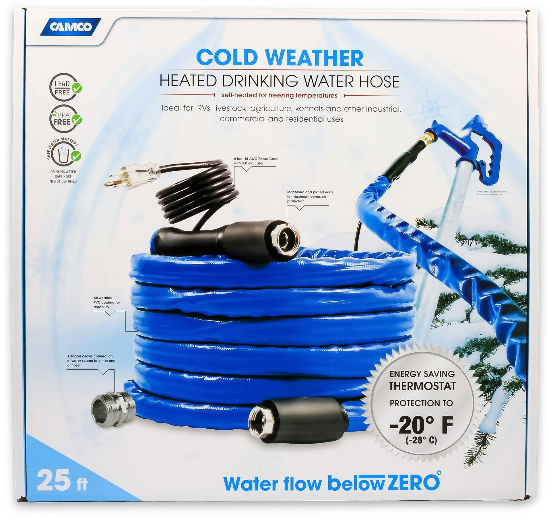 CAMCO 22911 25-ft 5/8-in ID Heated Drinking Water Hose