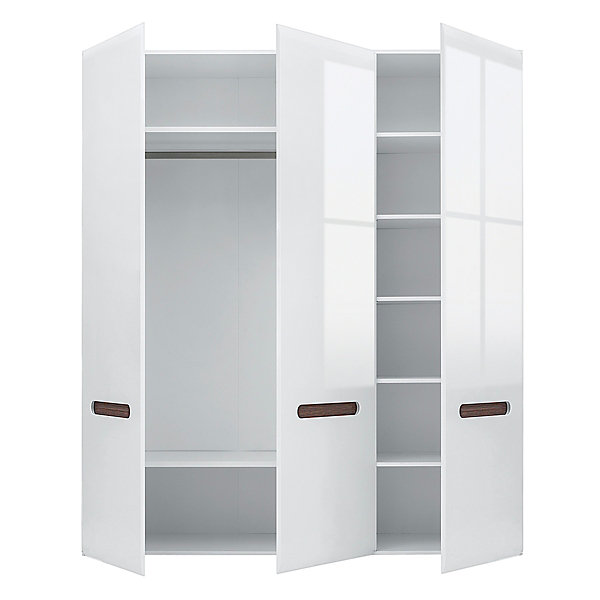Armoire 3 portes Darrel Blanc laque et Bois