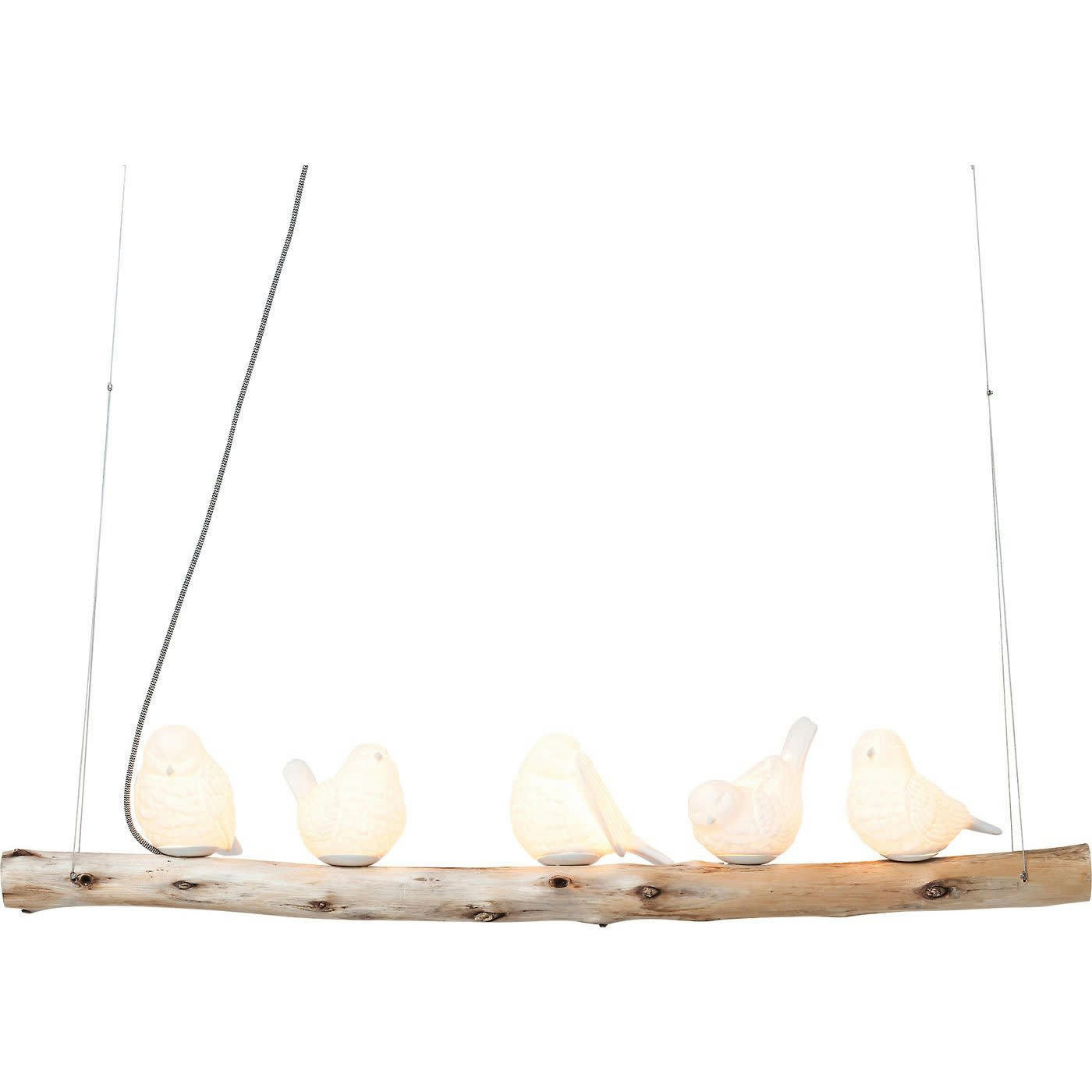 ANIMAL DINING BIRDS - Suspension 5 oiseaux en porcelaine et eucalyptus