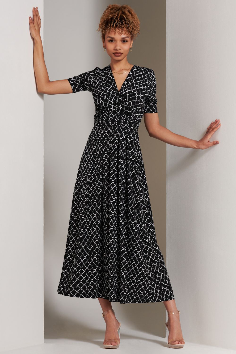 Jolie Moi Wrap Front Jersey Maxi Dress
