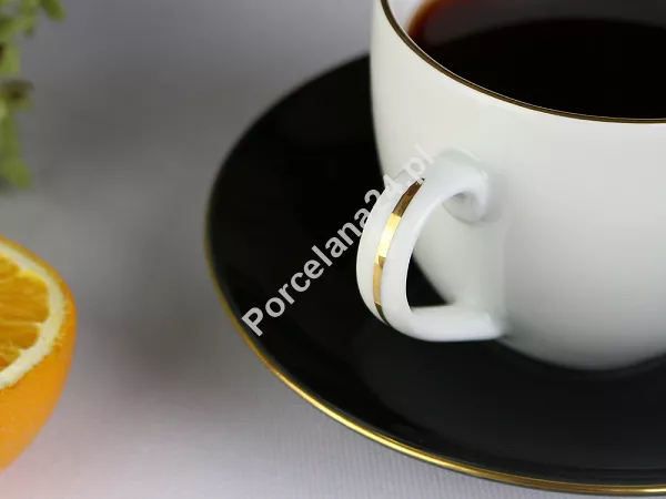 Serwis obiadowo - kawowy na 6 osób (30 el) Bogucice - Black & White Gold 1207