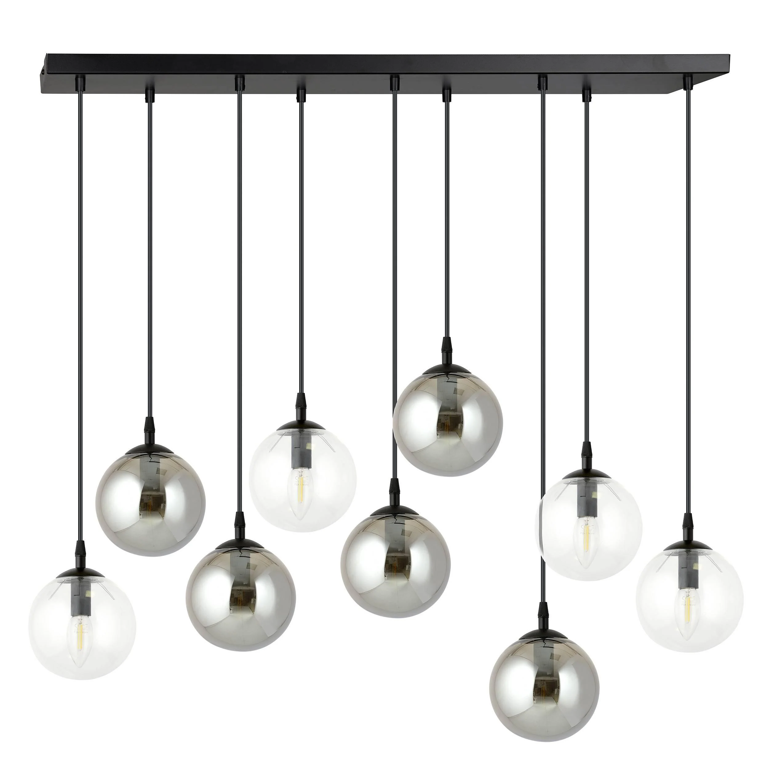 Glazen hanglamp eetkamer Cosmo 9-lichts