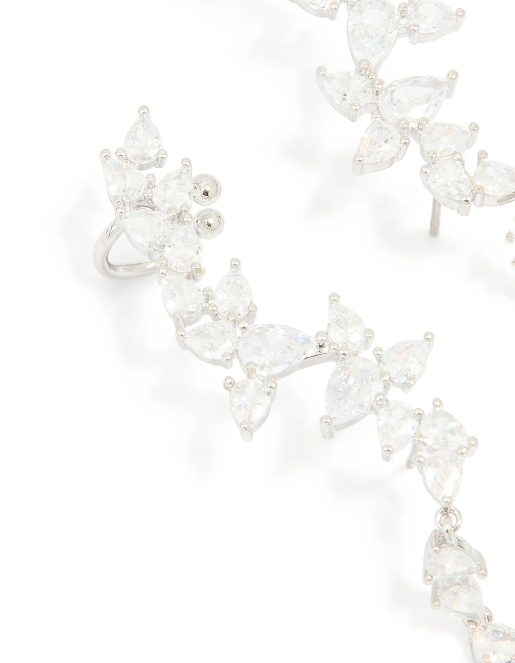 Silver Cubic Zirconia Crawler Stud Earrings
