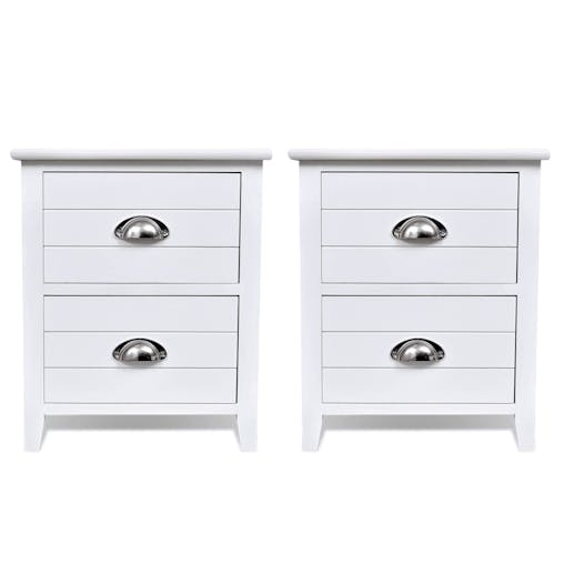 NNEVL Nightstand 2 pcs with 2 Drawers White