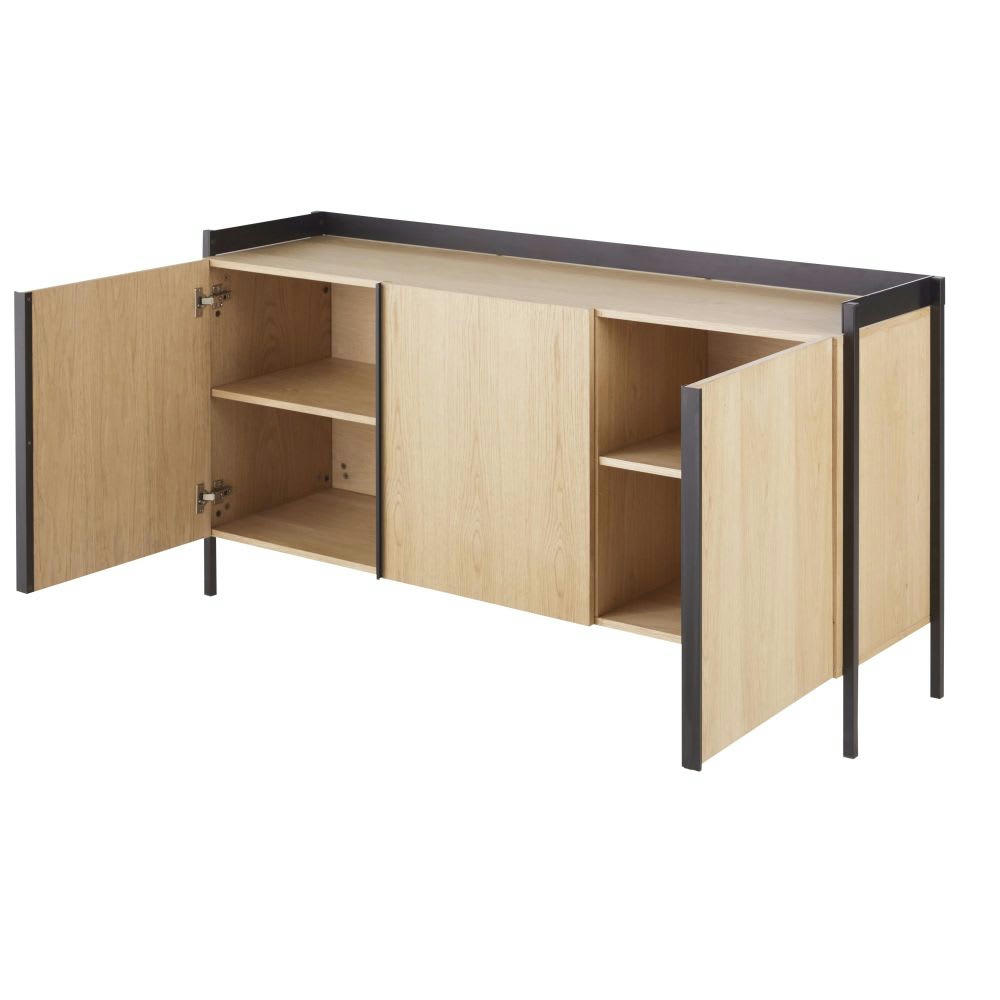 Mudo - Buffet 3 portes en métal marron et noir