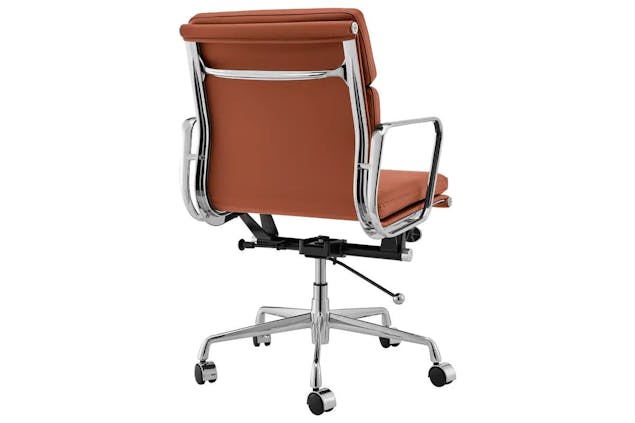 NNEKGE Replica Eames Group Standard Aluminium Padded Low Back Office Chair (Black Leather)