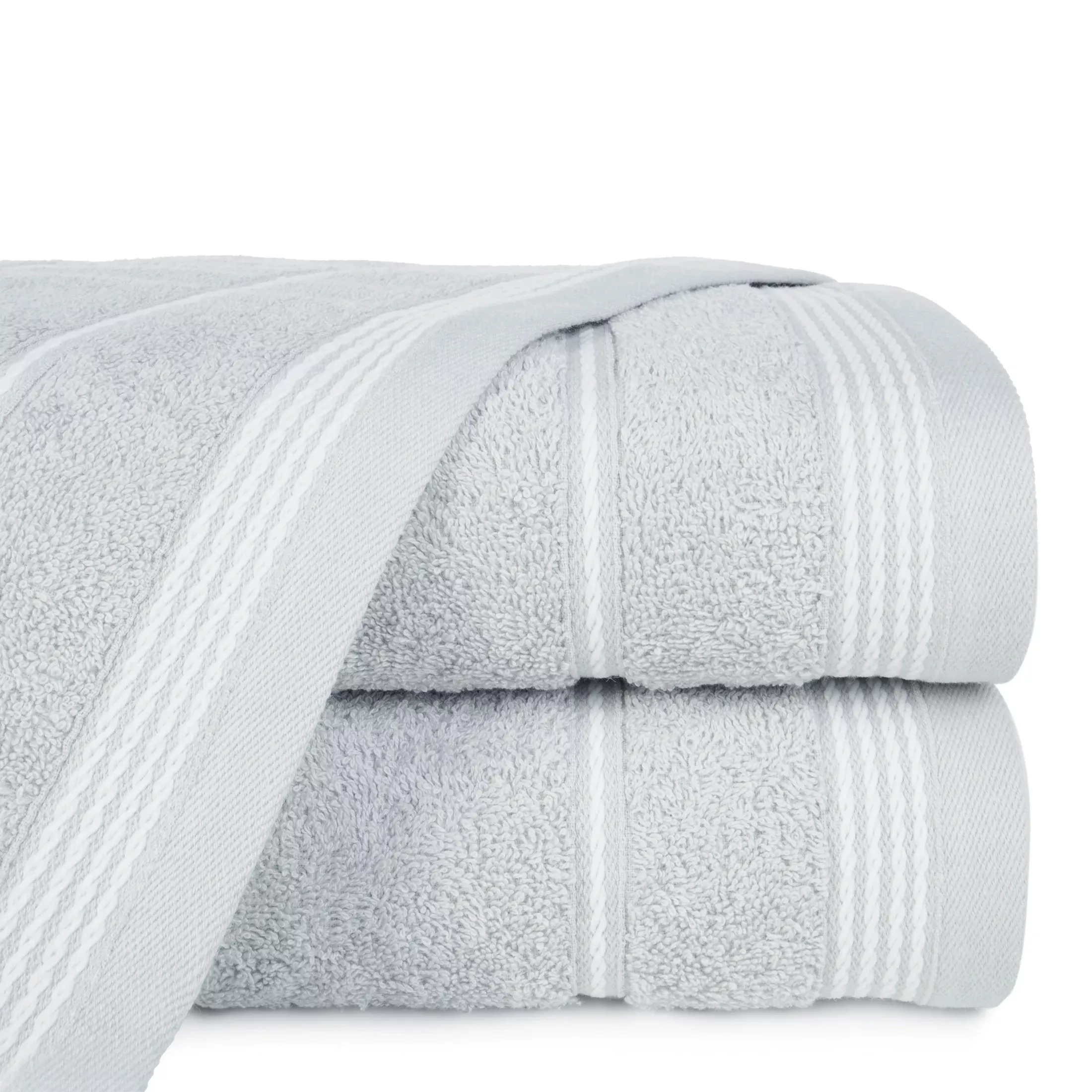 Ręcznik kąpielowy 50x90 cm bawełniany kolor srebrny ze stębnowaną bordiurą 500 g/m2 MIRA
