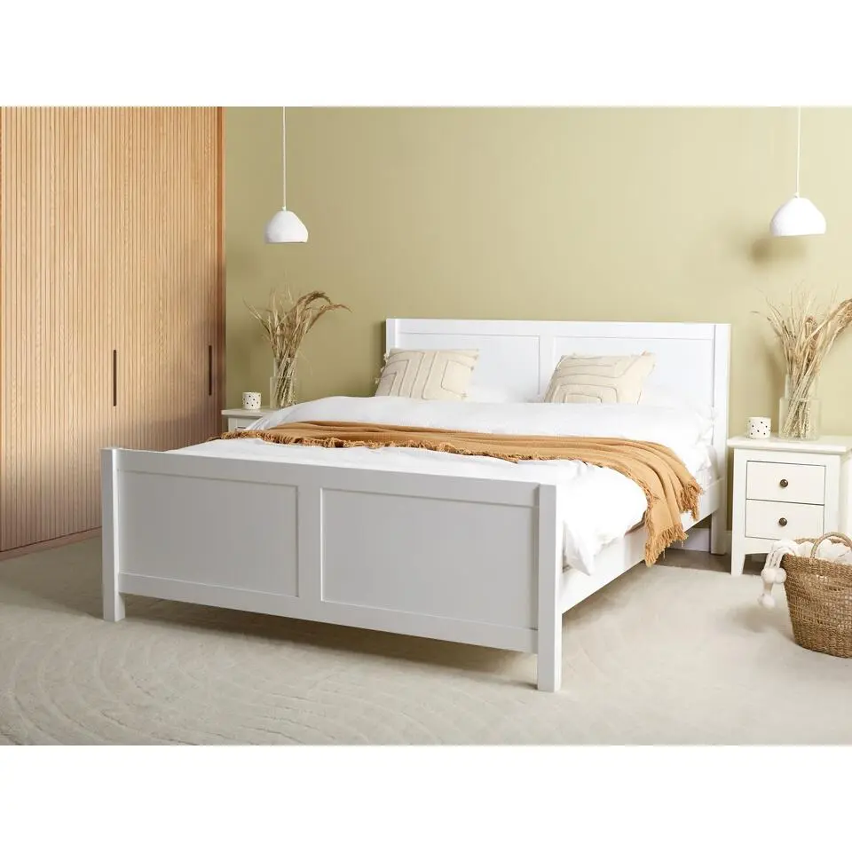 CHAMPAGNAT - Tweepersoonsbed - Wit - 160 x 200 cm - Rubberhout