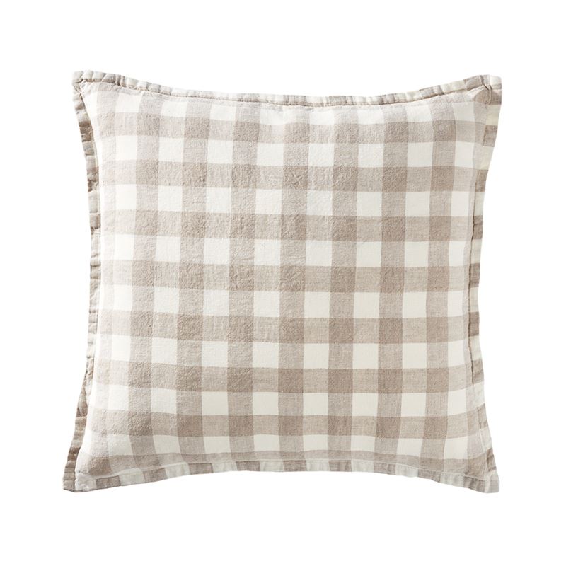 Belgian White Check Vintage Washed Linen Cushion