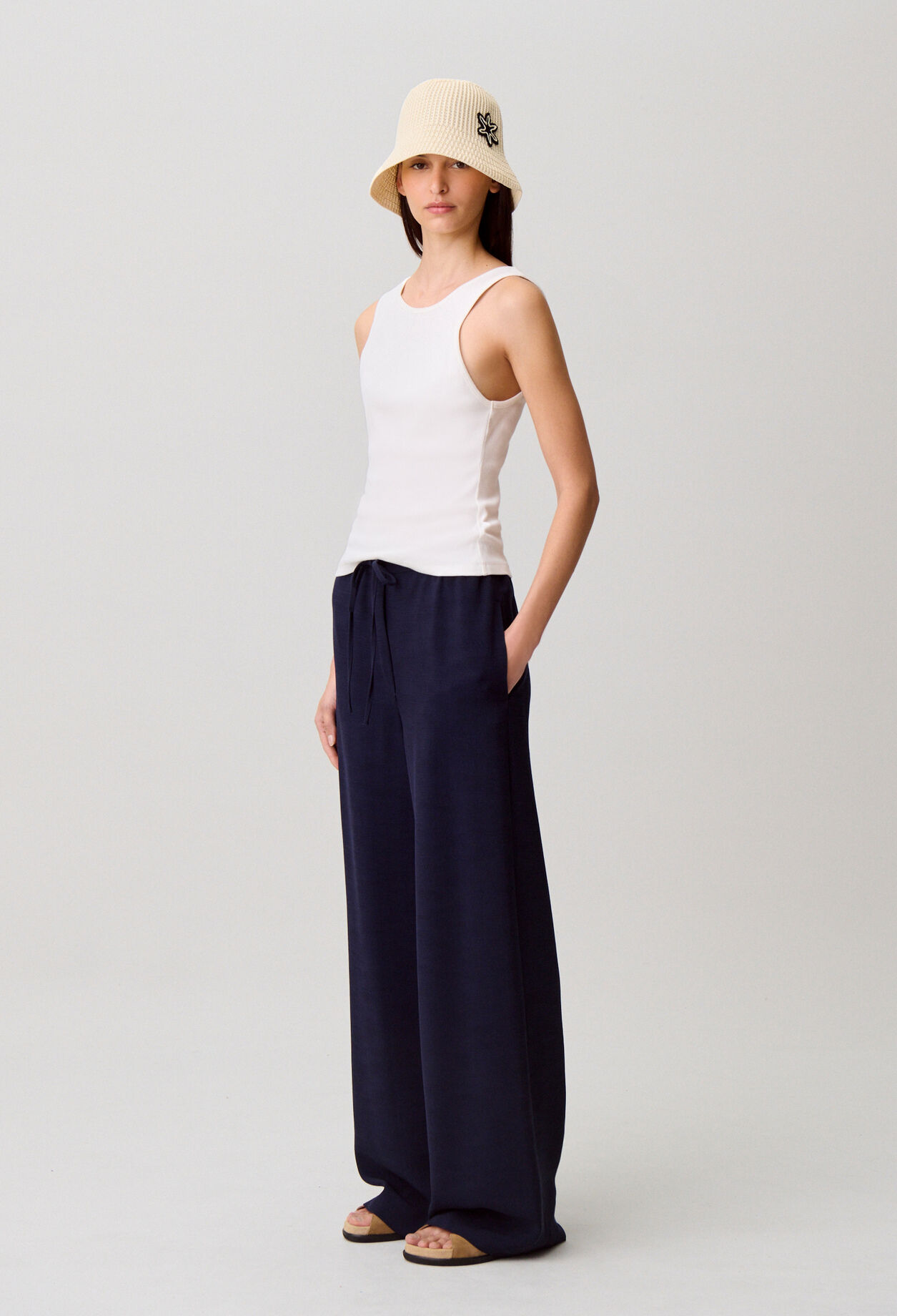 Pantalon large ficelle