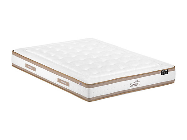 Ensemble 140 x 190 cm sommier coffre blanc   matelas hybride ressorts ensachés 7 zones et mousse à mémoire de forme ép.28cm -