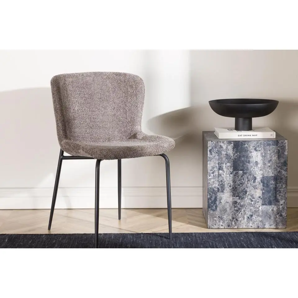 Svea - Miko eetkamerstoel - boucle - donkergrijs