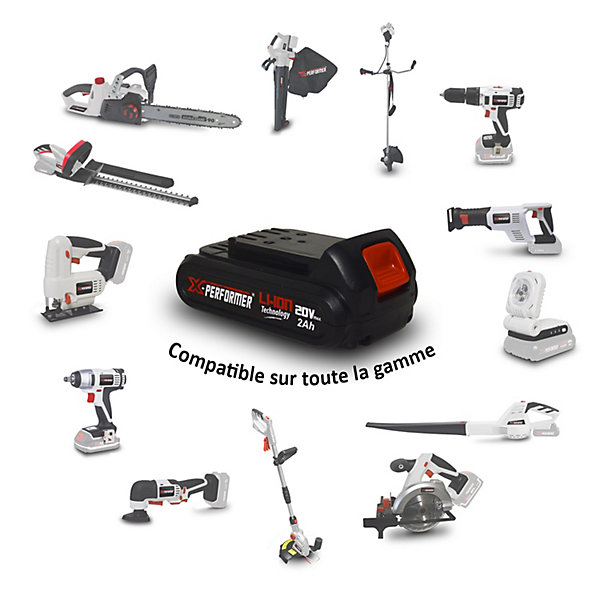 Pack 2 Batteries CONCEPT 20V Lithium 2 Ah pour la gamme d'outils Electro-portatifs X-PERFORMER   Double Chargeur