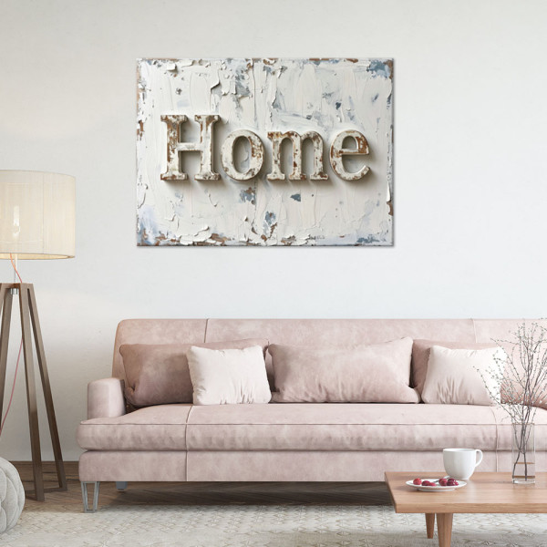 Obraz do salonu biura loftu, Napis Home Typografia shabby chic 30x20