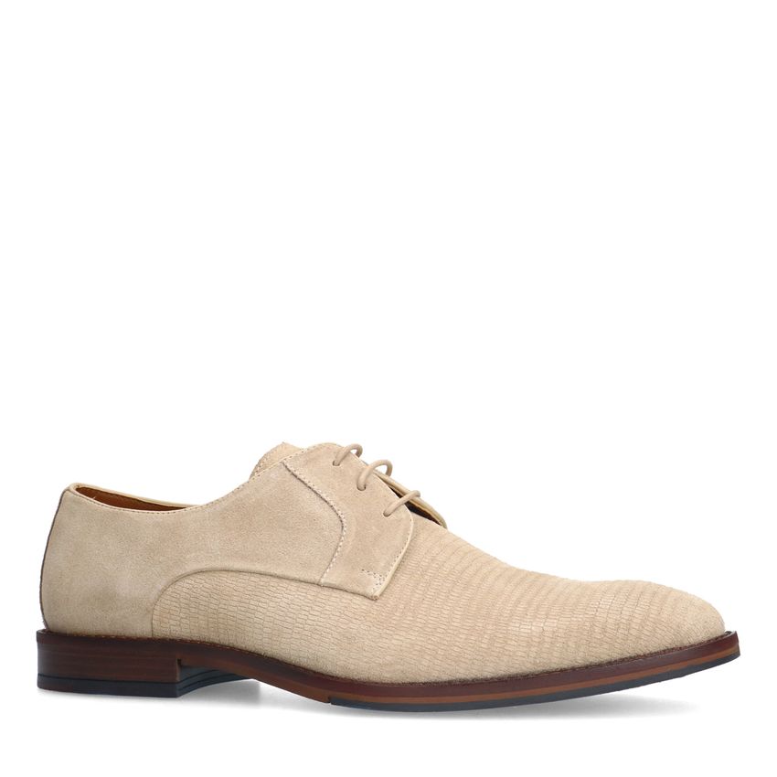 Manfield Taupe suède veterschoenen