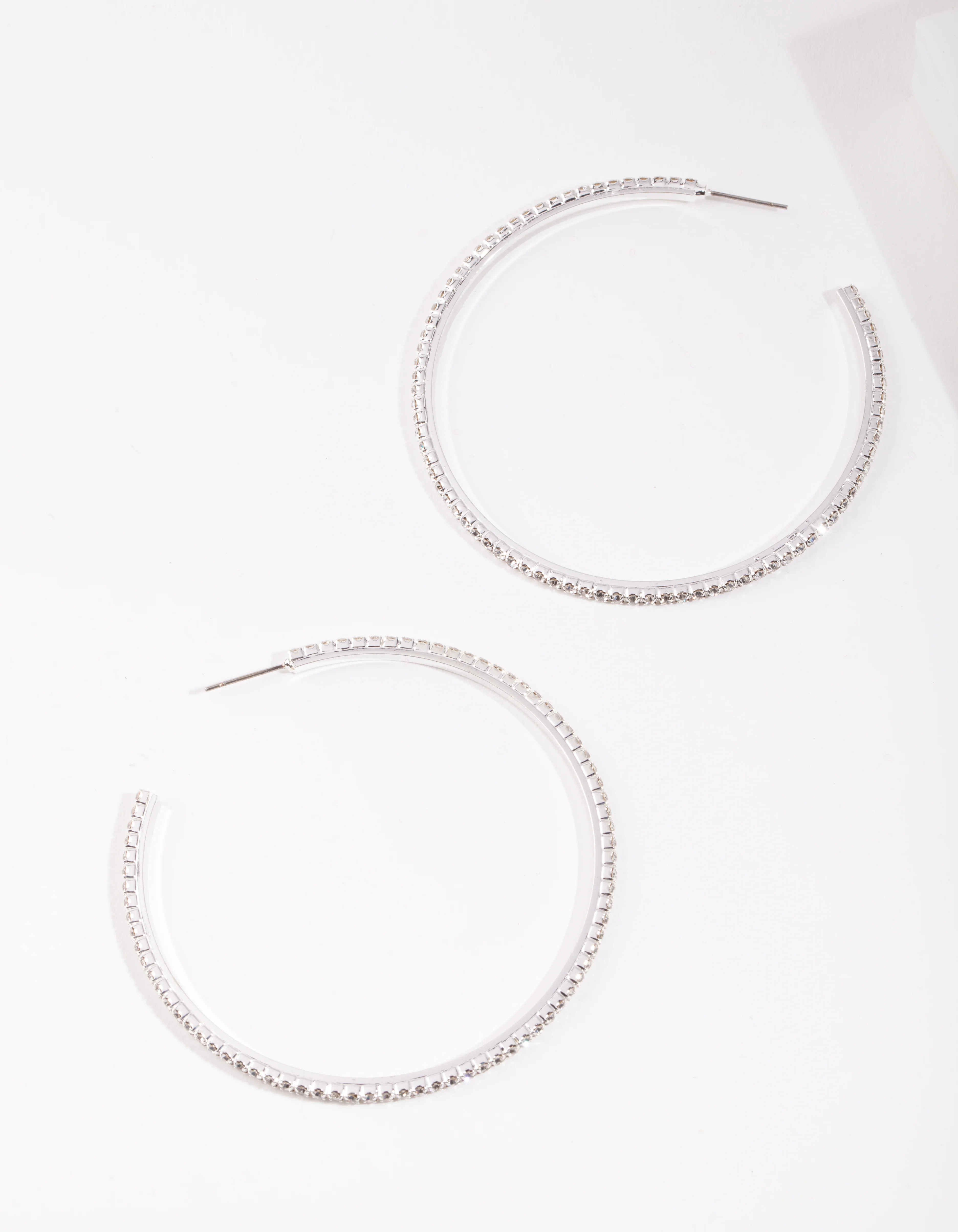 Silver Oversized Diamante Hoop Earrings