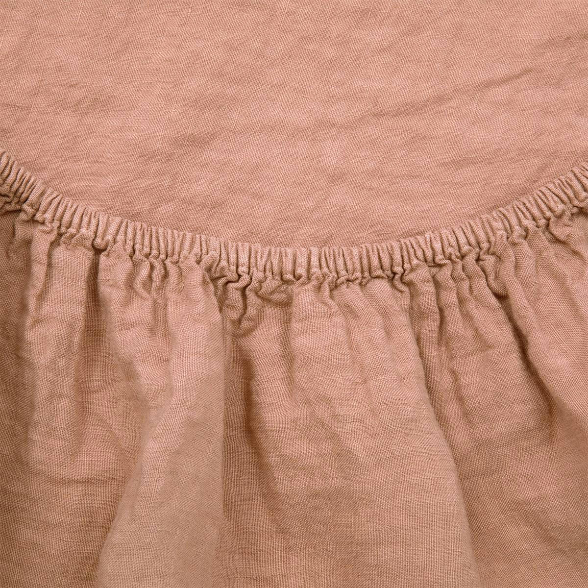 PETIT JOUR - Drap housse en  lin lavé rose 200 x 200 cm