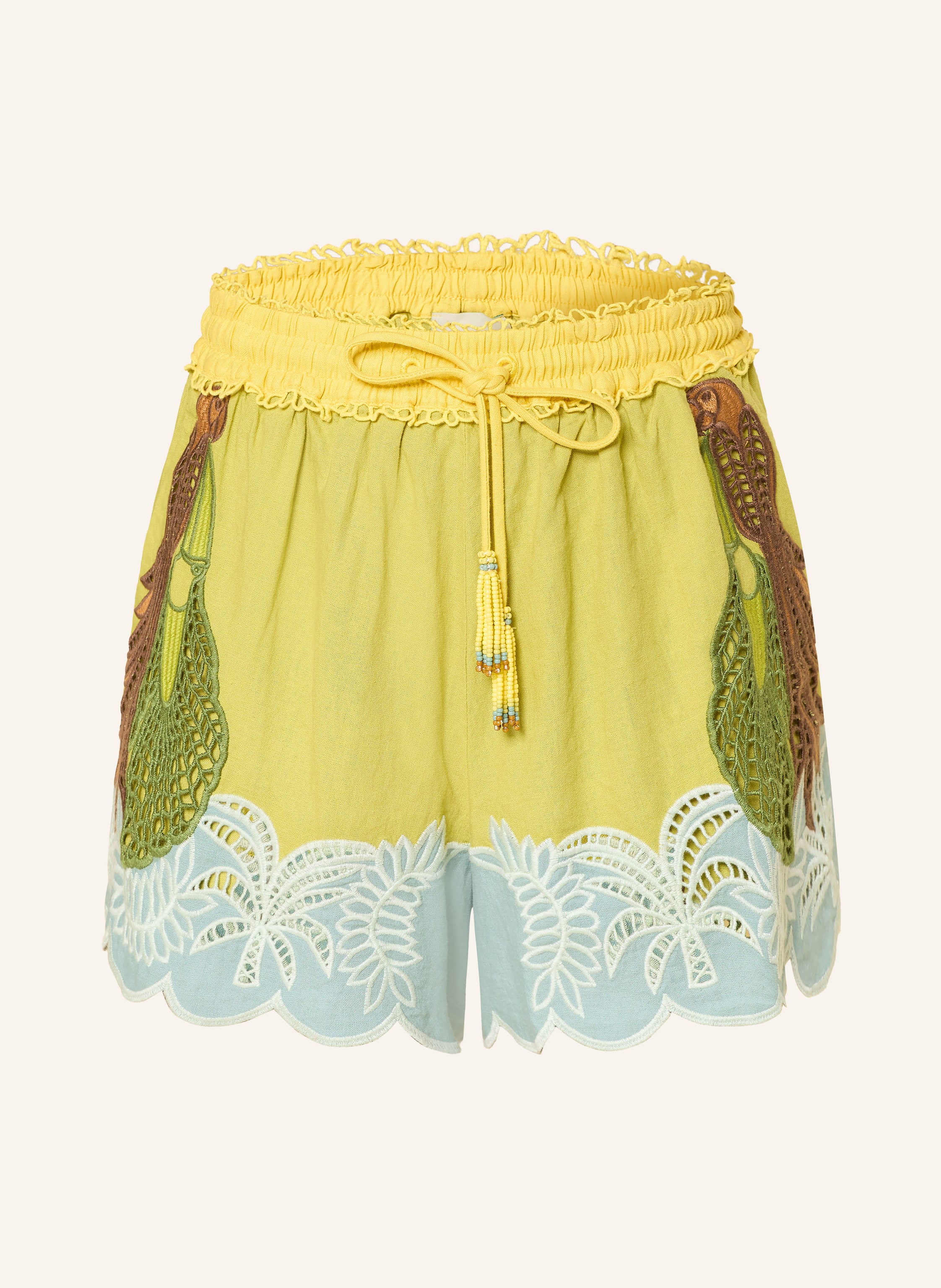 FARM RIO Shorts USIACURI mit Leinen und Schmuckperlen