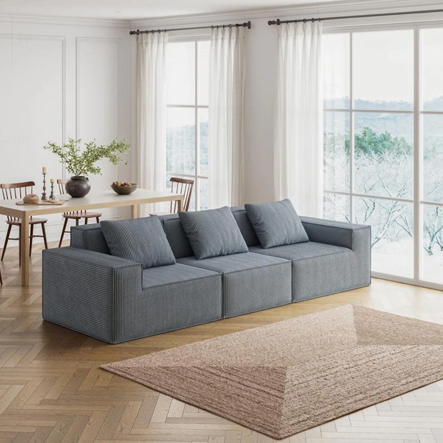 Versatile Modular Sofa with Transformable Design and Soft Fabric