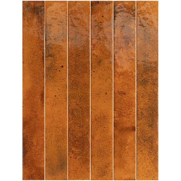 Carrelage Mur Intérieur Format allongé Orange Brillant. Bali Ginger 5x40 cm