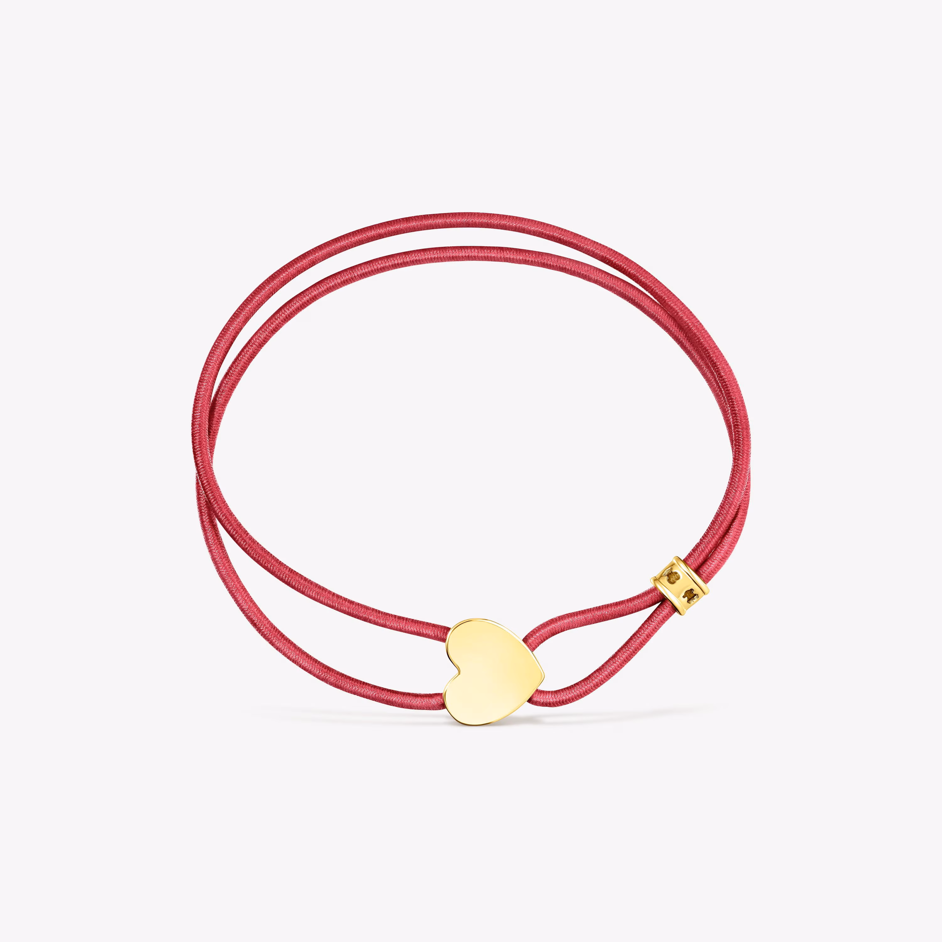 Pulsera elástica roja con corazón con baño de oro 18 kt sobre plata Sweet Dolls