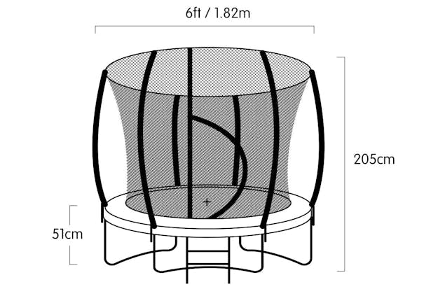 NNEDPE Kahuna Trampoline 6ft withRoof - Rainbow