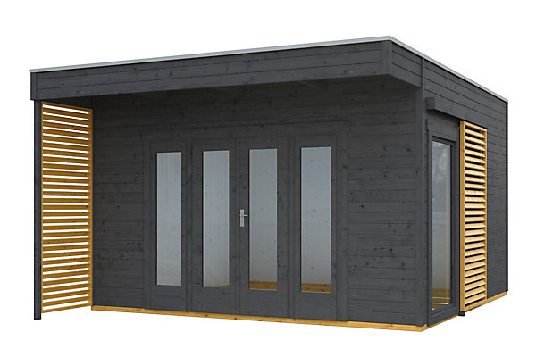 Abri de jardin SKAN HOLZ Tokio 2 420x402cm, 19 14mm, traitement coloré gris ardoise