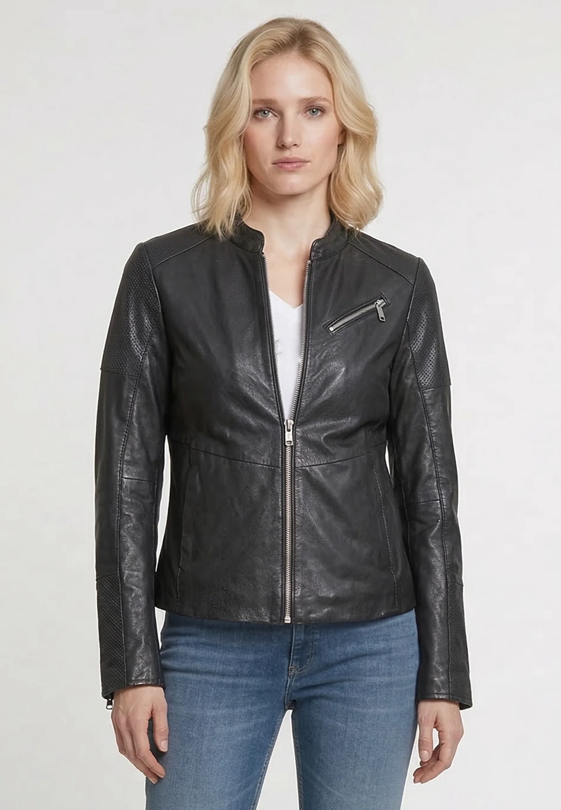 Veste noire en cuir ISA