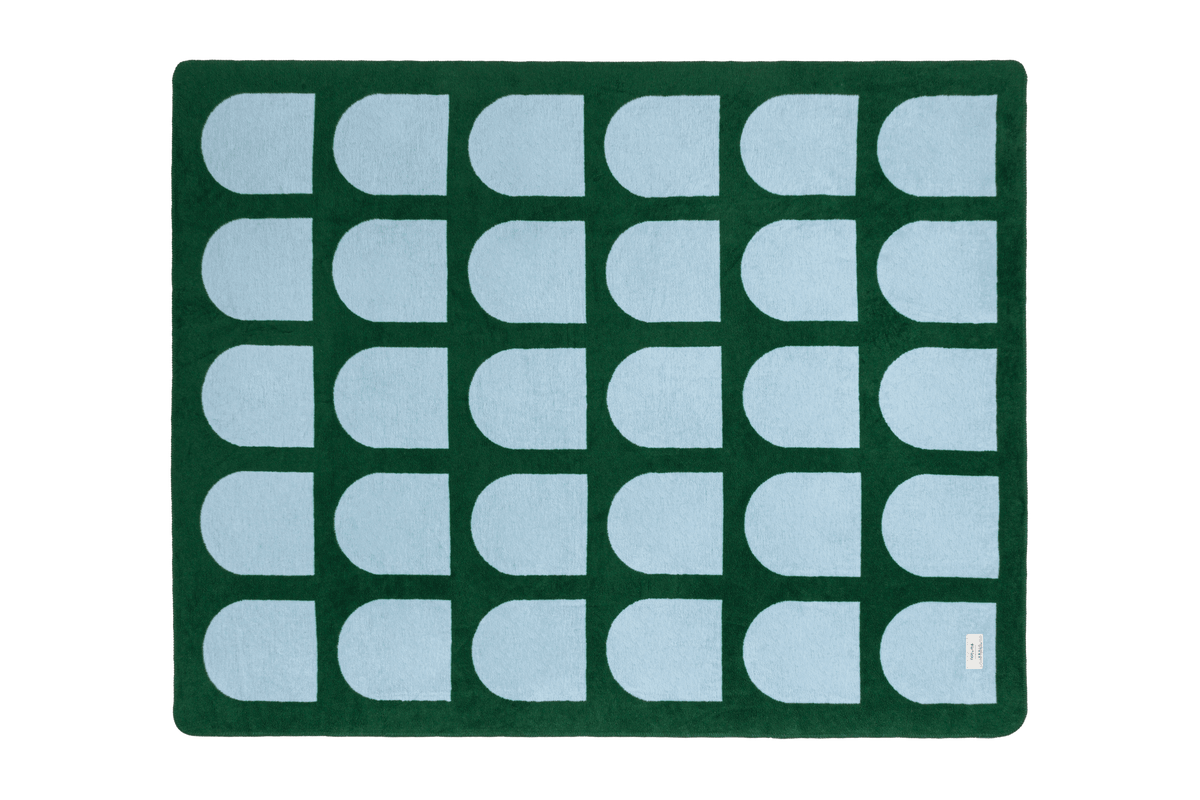 noo.ma GILLI Cotton Blanket - Forest Green & Baby Blue