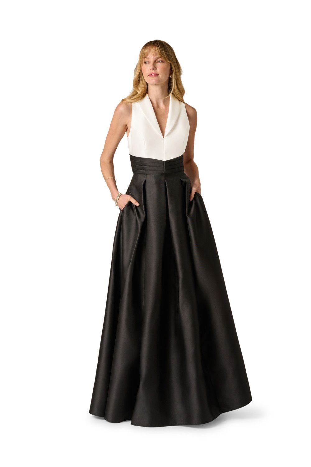 Adrianna Papell Colourblock Mikado Gown