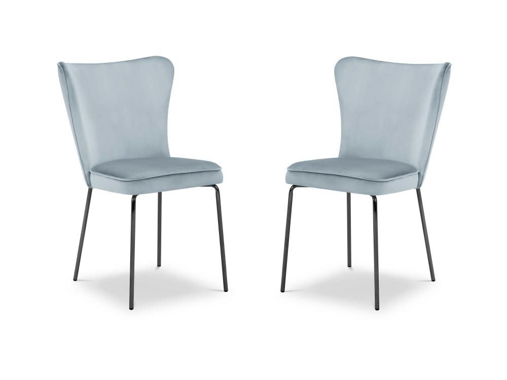 SILENE - Ensemble de 2 chaises 1 place en velours bleu clair